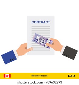 Canadian dollar banknote. Contract concept vector illustration.