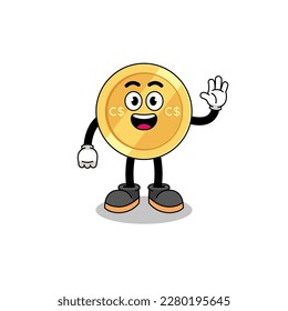 canadian dollar cartoon doing wave hand gesture , character design
