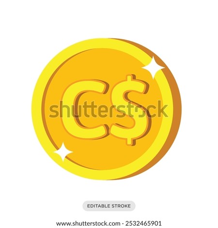 Canadian Dollar coin icon, Canada currency symbol on white background - vector illustration