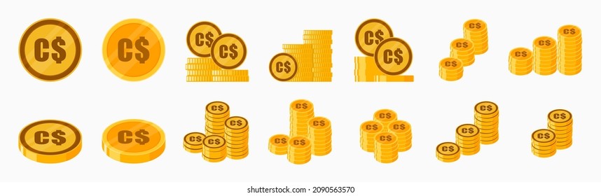 Canadian Dollar Coin Icon Set