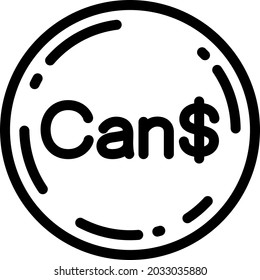 Canadian Dollar Coin Icon Vector Illustration