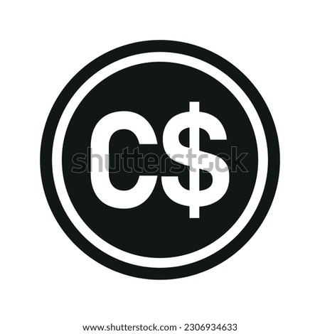 Canadian dollar icon. Flat black and white currency coin. Money Canadian dollar symbol. Vector isolated on white background.