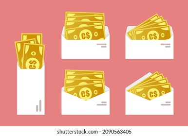 Canadian Dollar Money In Envelope 