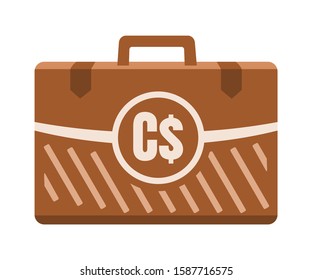 Canadian Dollar Money Inside Case Box Vector Icon Logo Illustration And Design. Canada Currency, Business, Payment And Finance Element. Can Be Used For Web, Mobile, Infographic, And Print.