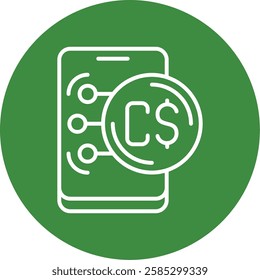 Canadian Dollar Outline Circle Style Icon