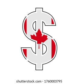 Canadian dollar symbol with a flag icon