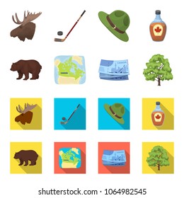 Canadian dollar, territory map and other symbols of the country.Canada set collection icons in cartoon,flat style vector symbol stock illustration web.