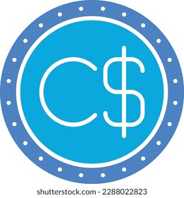 Icono vector del dólar canadiense. Se puede usar para imprimir, móviles y aplicaciones web.