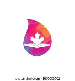 Canadian education drop shape concept Logo design. Study Canada Logo design. Book Logo Design. Maple Book