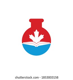 Canadian education lab shape concept Logo design. Study Canada Logo design. Book Logo Design. Maple Book