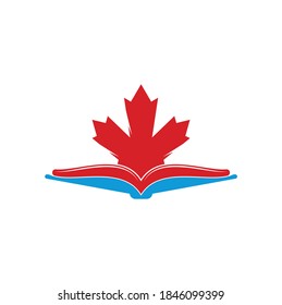 Canadian education Logo. Study Canada Logo design. Book Logo Design .Maple Book