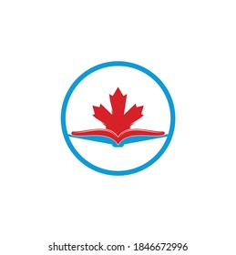 Canadian education Logo. Study Canada Logo design. Book Logo Design .Maple Book