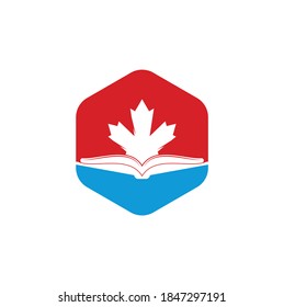 Canadian education Logo. Study Canada Logo design. Book Logo Design .Maple Book