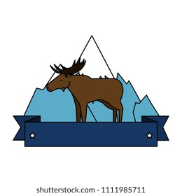 Canadian elk wild with mountains