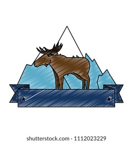 Canadian elk wild with mountains