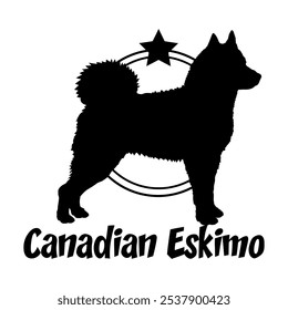 Canadian Eskimo dog silhouette,  dog, dog breeds, logo, vector, silhouette, logo design, animal, illustration, icon, sign, design, black,  symbol, pet