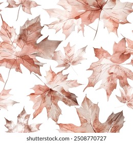 Canadian Fall Autumn Maple Leaf Watercolor Abstract Scandinavian Design Seamless Pattern Wallpaper Curtain Bedding Background Upholstery Gift Wrapping Paper Vector 