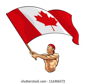 Canadian Fan Waving Flag