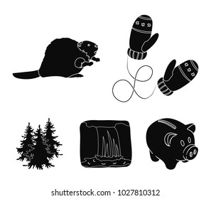 Canadian fir, beaver and other symbols of Canada.Canada set collection icons in black style vector symbol stock illustration web.