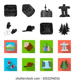 Canadian fir, beaver and other symbols of Canada.Canada set collection icons in black,flet style vector symbol stock illustration web.