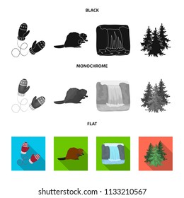 Canadian fir, beaver and other symbols of Canada.Canada set collection icons in black, flat, monochrome style vector symbol stock illustration web.