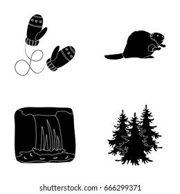 Canadian fir, beaver and other symbols of Canada.Canada set collection icons in black style vector symbol stock illustration web.