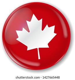 Canadian flag badge. Two layers. Button and flat flag that you can use separately