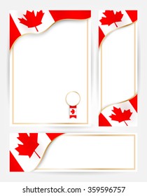 Canadian flag banners set. Design templates for flayers, posters, certificates and documents 