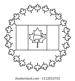 canadian flag with bear grizzly
