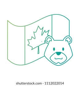canadian flag with bear grizzly