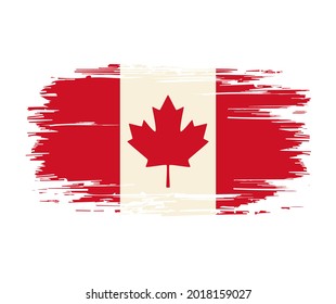 Canadian flag brush grunge background. Vector illustration.