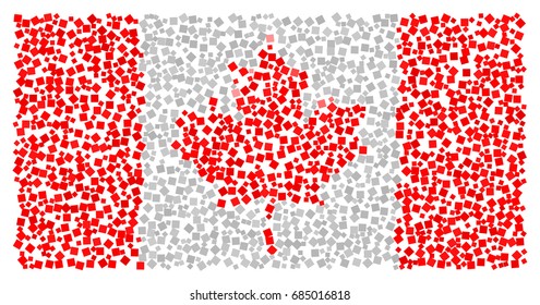 Canadian flag - the flag of Canada made of red and white squares in various orientations