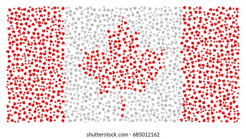 Canadian flag - the flag of Canada made of small red and white hearts