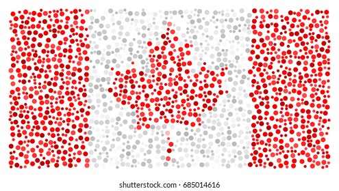 Canadian flag - the flag of Canada made of small red and white circles