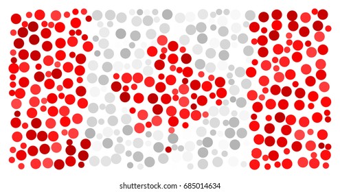 Canadian flag - the flag of Canada made of small red and white circles