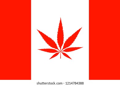 Canadian flag with cannabis leaf instead of maple