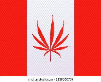 Canadian flag with a cannabis leaf. Vector Illustration 