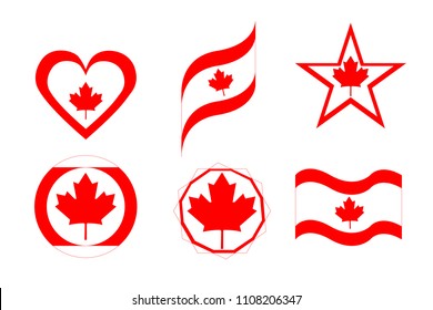 Canadian flag, circle with a star and other geometric figures