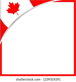 Canadian flag corner wave maple leaf symbol frame with empty space for your text. 