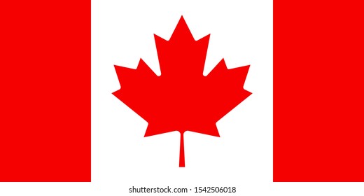 Canadian Flag with eleven-pointed red maple leaf. Flat vector illustration EPS10