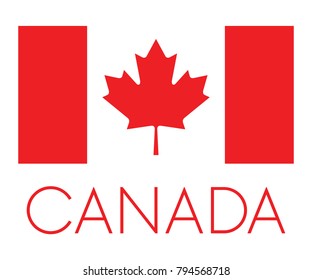A Canadian flag featuring a word mark that says Canada underneath in vector format.