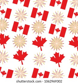 canadian flag and fireworks pattern