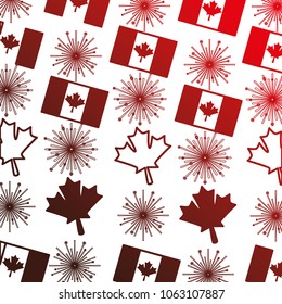 canadian flag and fireworks pattern