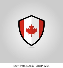 Canadian Flag Flat Vector Shield Badge