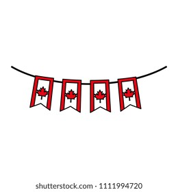 canadian flag garlands hanging