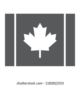 Canadian flag glyph icon, canada and maple, leaf sign, vector graphics, a solid pattern on a white background, eps 10.