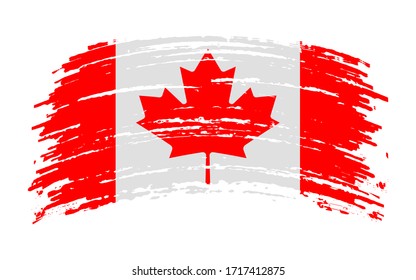 Canadian flag in grunge brush stroke, vector image