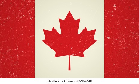 Canadian flag with grunge texture.