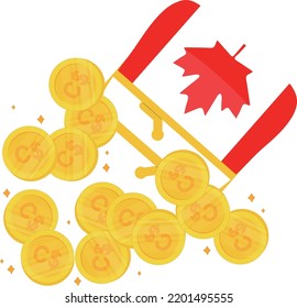 Dibujo de la mano de la bandera canadiense, dibujo de la mano del dólar canadiense