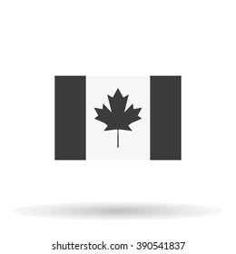 Canadian flag icon with shadow on a white background, stylish vector illustration